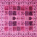 Square Machine Washable Persian Pink Traditional Rug, wshtr3476pnk