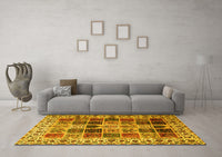 Machine Washable Persian Yellow Traditional Rug, wshtr3476yw