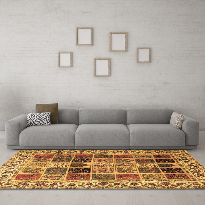 Machine Washable Persian Brown Traditional Rug in a Living Room,, wshtr3476brn