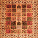 Round Machine Washable Persian Orange Traditional Area Rugs, wshtr3476org