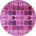 Round Machine Washable Persian Purple Traditional Area Rugs, wshtr3476pur