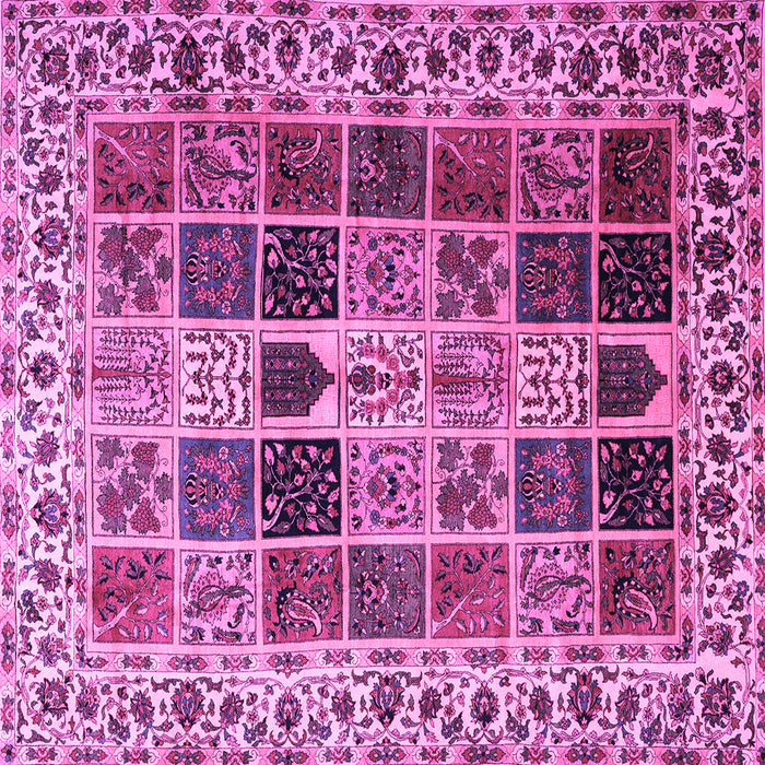 Square Machine Washable Persian Purple Traditional Area Rugs, wshtr3476pur
