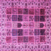 Square Machine Washable Persian Purple Traditional Area Rugs, wshtr3476pur