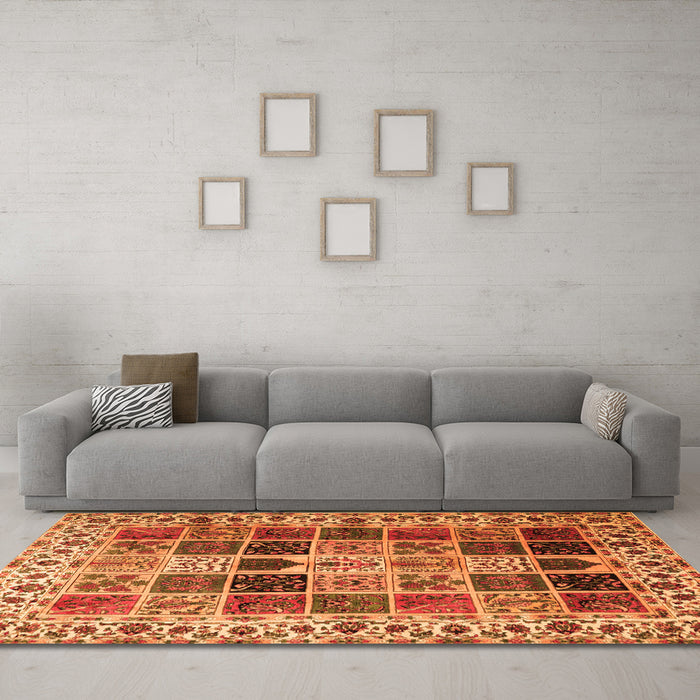 Machine Washable Persian Orange Traditional Area Rugs in a Living Room, wshtr3476org