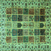 Square Machine Washable Persian Turquoise Traditional Area Rugs, wshtr3476turq