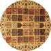 Round Machine Washable Persian Brown Traditional Rug, wshtr3476brn