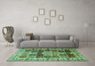 Machine Washable Persian Turquoise Traditional Area Rugs in a Living Room,, wshtr3476turq