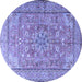 Round Machine Washable Persian Blue Traditional Rug, wshtr3477blu