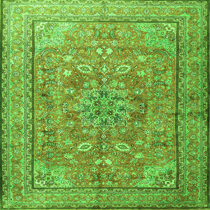Serging Thickness of Persian Green Traditional Rug, tr3477grn