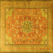 Square Machine Washable Persian Yellow Traditional Rug, wshtr3477yw