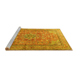 Sideview of Machine Washable Persian Yellow Traditional Rug, wshtr3477yw