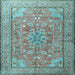 Square Machine Washable Persian Light Blue Traditional Rug, wshtr3477lblu