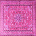 Square Machine Washable Persian Pink Traditional Rug, wshtr3477pnk