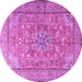 Round Machine Washable Persian Purple Traditional Area Rugs, wshtr3477pur