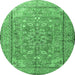 Round Persian Emerald Green Traditional Rug, tr3477emgrn