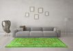 Machine Washable Persian Green Traditional Area Rugs in a Living Room,, wshtr3477grn