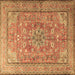 Square Machine Washable Persian Brown Traditional Rug, wshtr3477brn