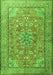 Serging Thickness of Machine Washable Persian Green Traditional Area Rugs, wshtr3477grn