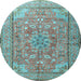 Round Persian Light Blue Traditional Rug, tr3477lblu