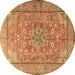 Round Machine Washable Persian Brown Traditional Rug, wshtr3477brn