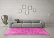 Machine Washable Persian Pink Traditional Rug in a Living Room, wshtr3477pnk