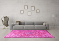 Machine Washable Persian Pink Traditional Rug, wshtr3477pnk