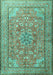 Machine Washable Persian Turquoise Traditional Area Rugs, wshtr3477turq