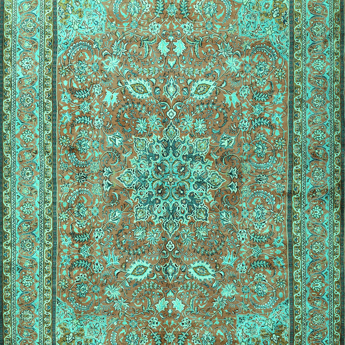 Machine Washable Persian Turquoise Traditional Area Rugs, wshtr3477turq