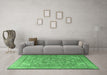 Machine Washable Persian Emerald Green Traditional Area Rugs in a Living Room,, wshtr3477emgrn