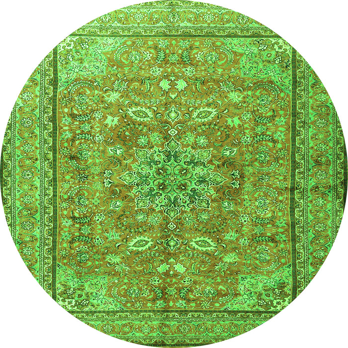 Square Persian Green Traditional Rug, tr3477grn