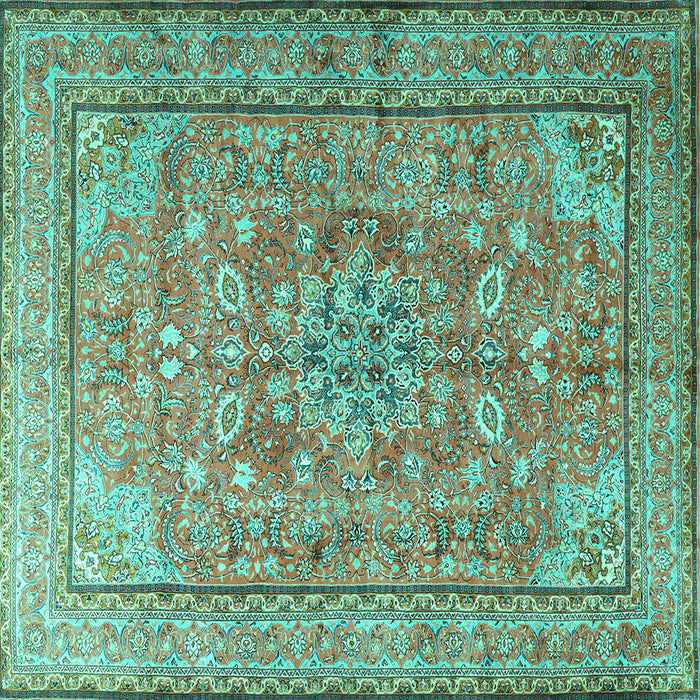 Square Persian Turquoise Traditional Rug, tr3477turq