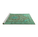 Sideview of Machine Washable Persian Turquoise Traditional Area Rugs, wshtr3477turq