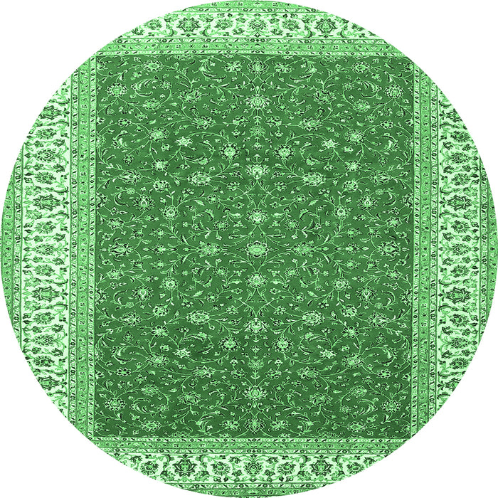 Round Persian Emerald Green Traditional Rug, tr3478emgrn