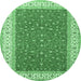 Round Persian Emerald Green Traditional Rug, tr3478emgrn