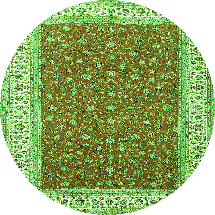 Square Persian Green Traditional Rug, tr3478grn