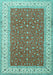 Machine Washable Persian Turquoise Traditional Area Rugs, wshtr3478turq