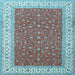 Square Machine Washable Persian Light Blue Traditional Rug, wshtr3478lblu