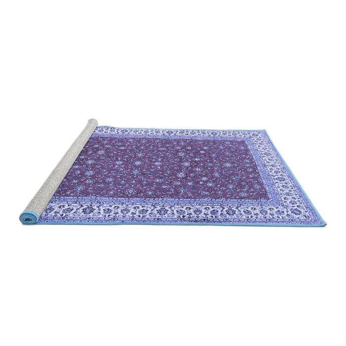 Sideview of Machine Washable Persian Blue Traditional Rug, wshtr3478blu