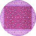 Round Machine Washable Persian Purple Traditional Area Rugs, wshtr3478pur