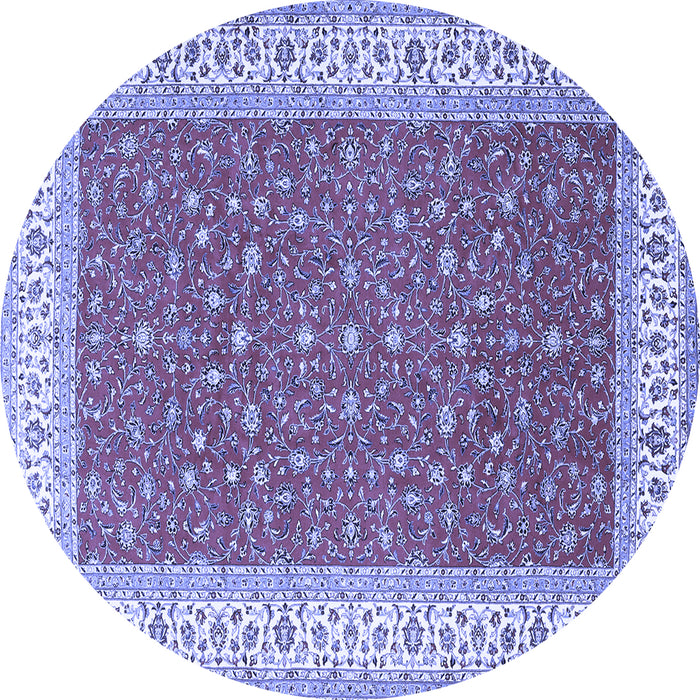 Round Machine Washable Persian Blue Traditional Rug, wshtr3478blu
