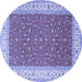 Round Machine Washable Persian Blue Traditional Rug, wshtr3478blu