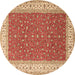 Round Machine Washable Persian Brown Traditional Rug, wshtr3478brn