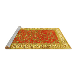 Sideview of Machine Washable Persian Yellow Traditional Rug, wshtr3478yw