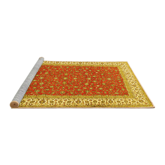 Sideview of Machine Washable Persian Yellow Traditional Rug, wshtr3478yw