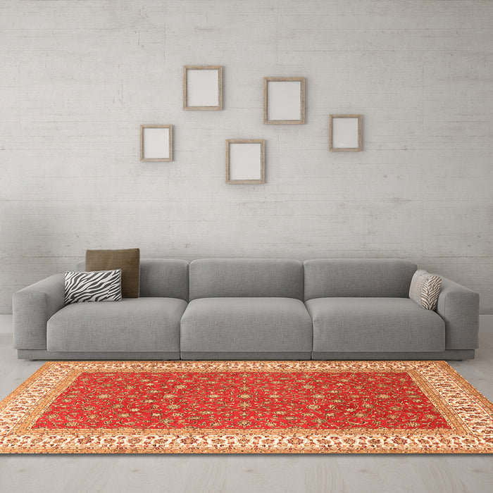 Machine Washable Persian Orange Traditional Area Rugs in a Living Room, wshtr3478org