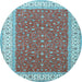 Round Machine Washable Persian Light Blue Traditional Rug, wshtr3478lblu