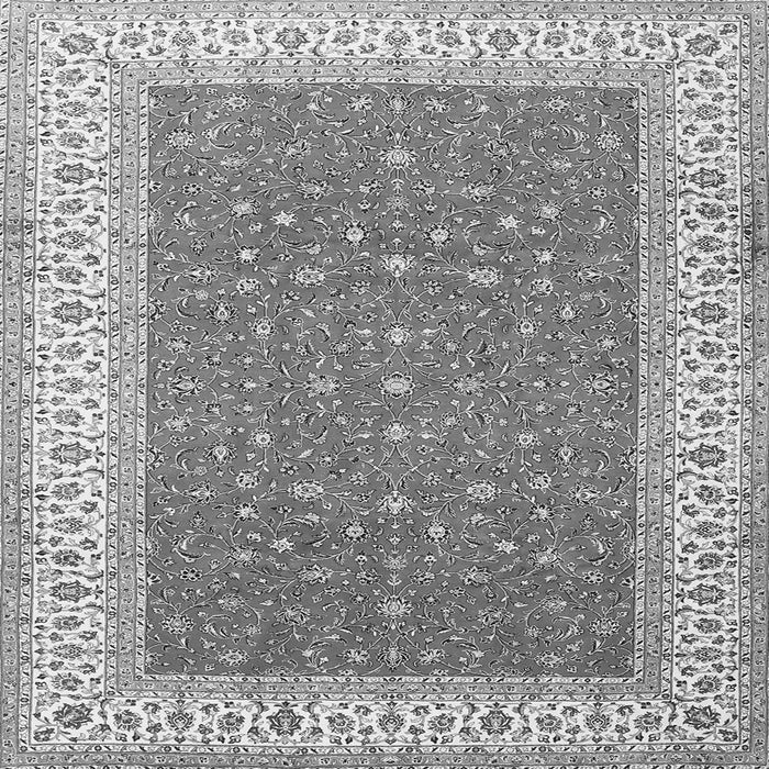 Round Machine Washable Persian Gray Traditional Rug, wshtr3478gry