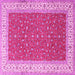 Square Machine Washable Persian Pink Traditional Rug, wshtr3478pnk