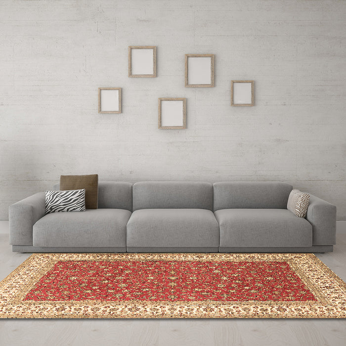 Machine Washable Persian Brown Traditional Rug in a Living Room,, wshtr3478brn