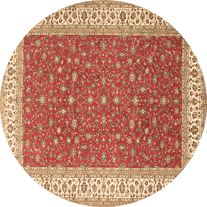 Round Persian Brown Traditional Rug, tr3478brn